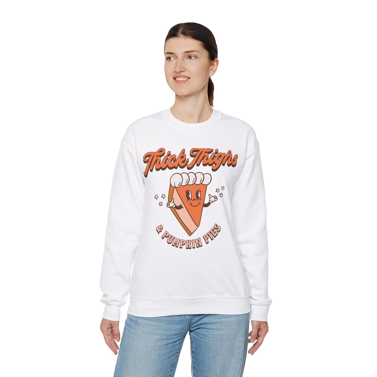 Thic Thighs and Pumpkin Pies Fall Design Unisex Heavy Blend™ Crewneck Sweatshirt