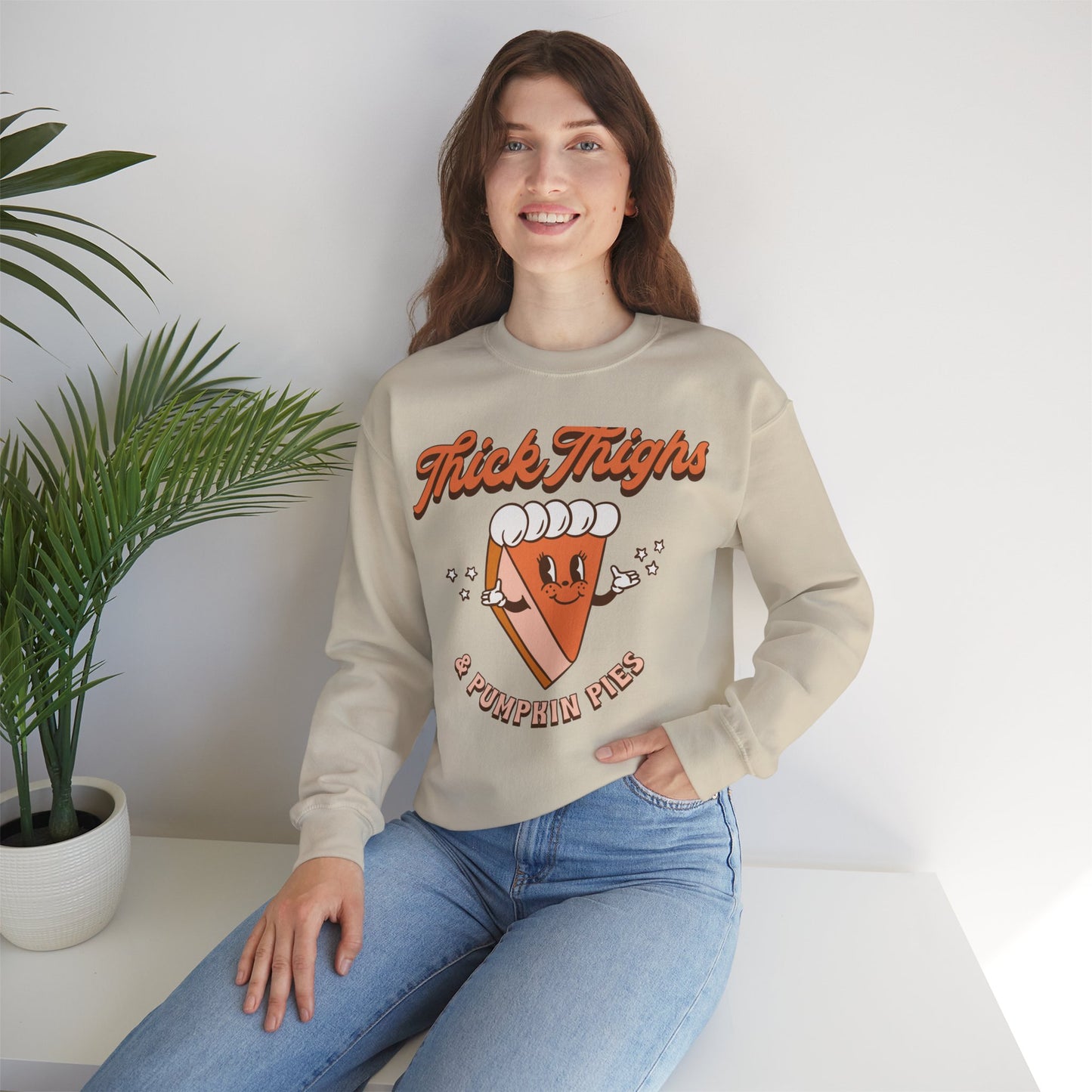 Thic Thighs and Pumpkin Pies Fall Design Unisex Heavy Blend™ Crewneck Sweatshirt