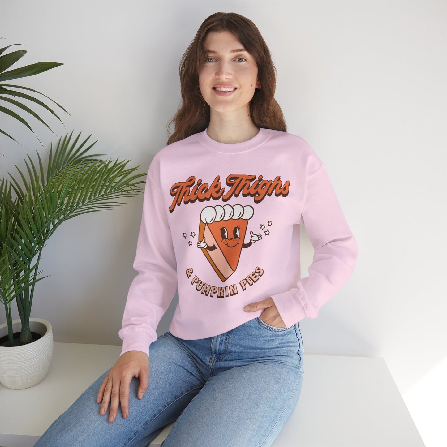 Thic Thighs and Pumpkin Pies Fall Design Unisex Heavy Blend™ Crewneck Sweatshirt