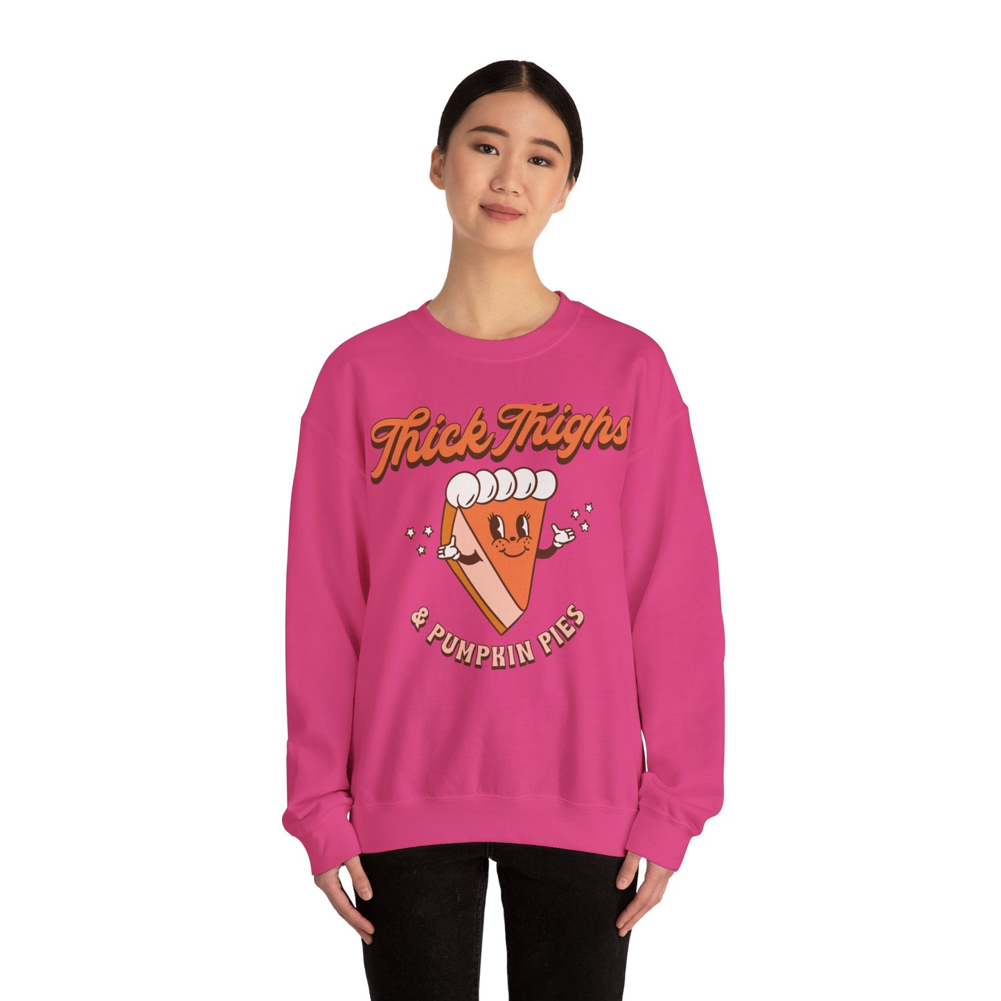 Thic Thighs and Pumpkin Pies Fall Design Unisex Heavy Blend™ Crewneck Sweatshirt