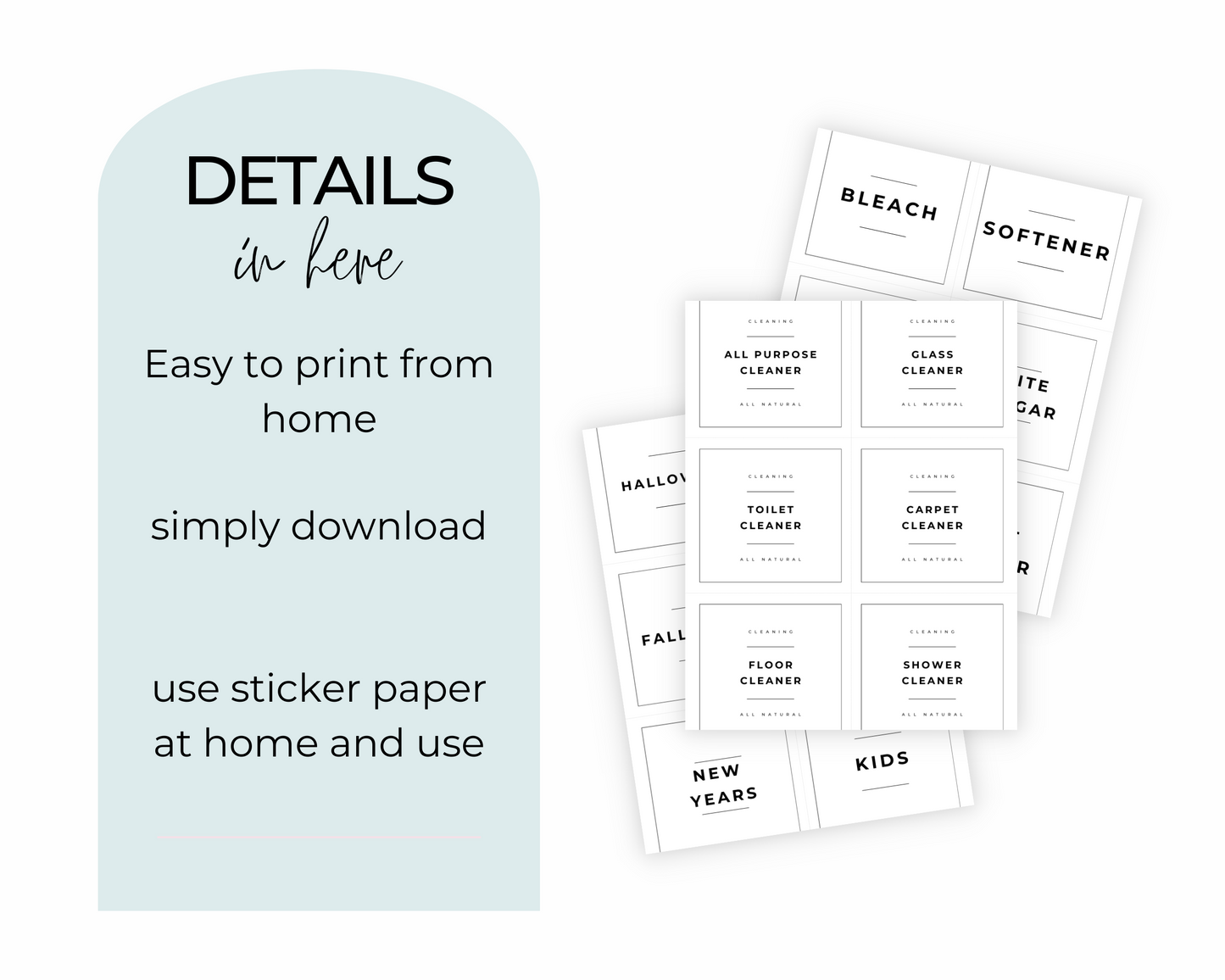 NEW Print From Home Cleaner Labels & Storage Labels