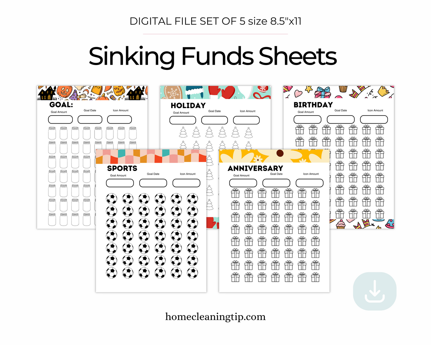 Sinking Funds Tracker Sheets Bundle 5 8.5"x11 Full Page