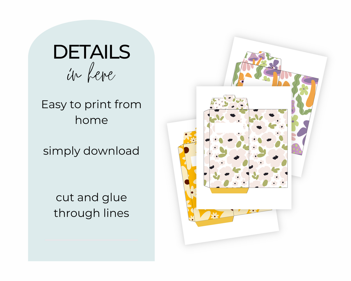 Spring Design Set of 5 Cash Envelope Digital Templates
