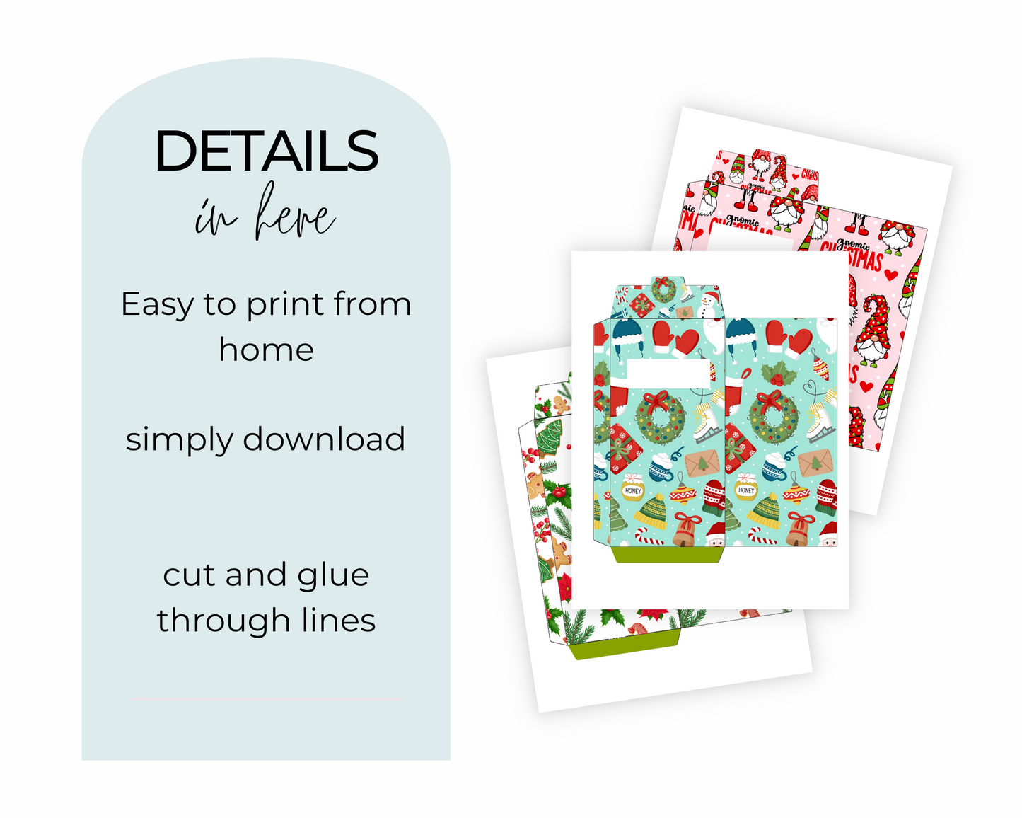 Christmas Set of 5 Cash Envelope Digital Templates