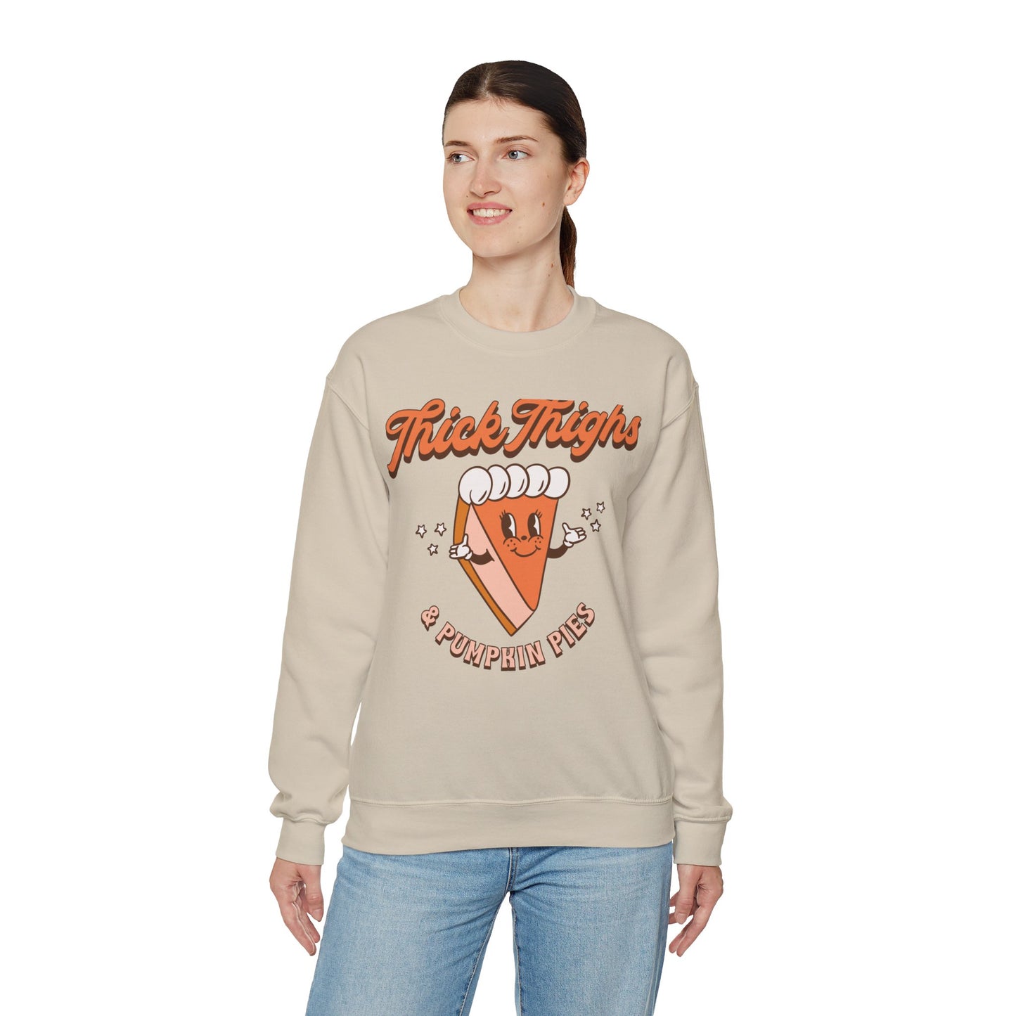 Thic Thighs and Pumpkin Pies Fall Design Unisex Heavy Blend™ Crewneck Sweatshirt