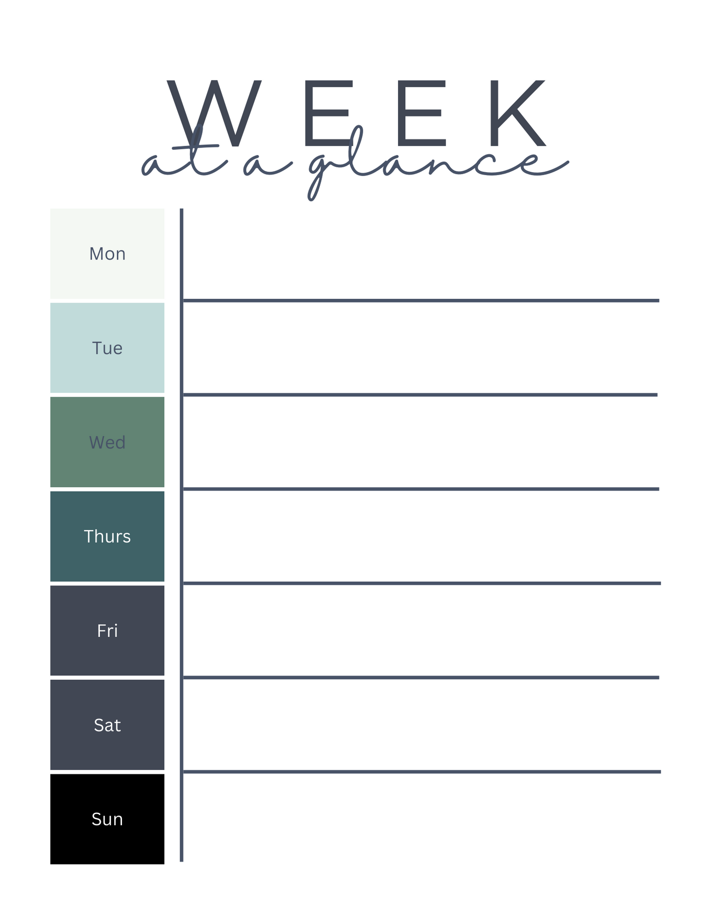 Weekly Cleaning Schedule Template: Three Color Options