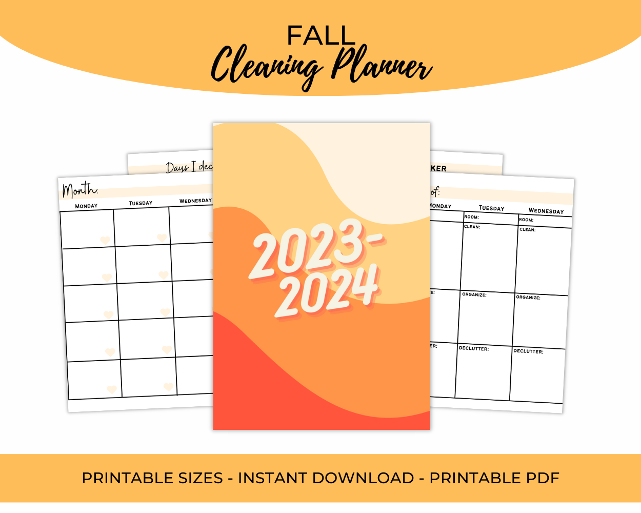 Fall Cleaning Planner Undated l Digital Planner Template Printable