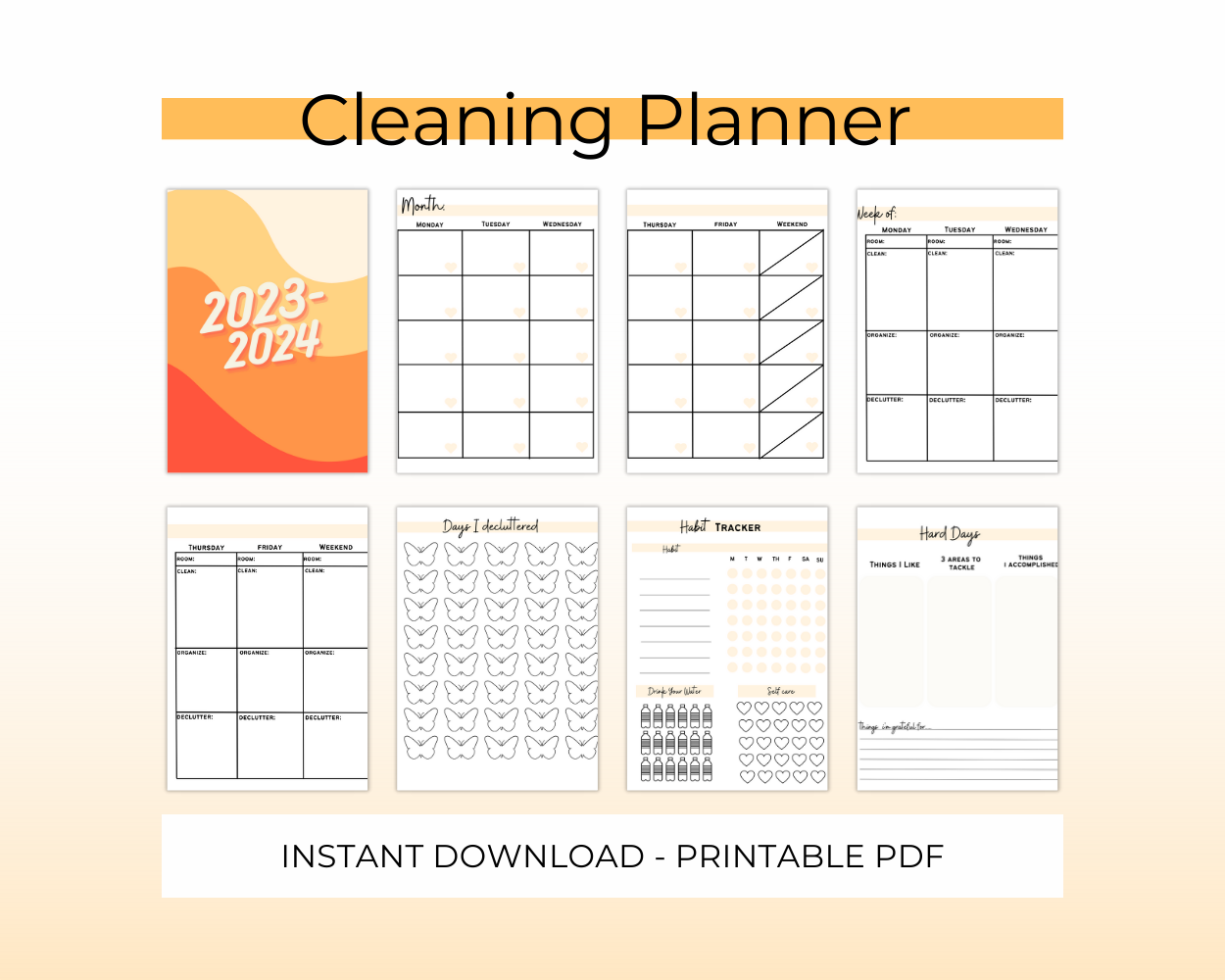 Fall Cleaning Planner Undated l Digital Planner Template Printable
