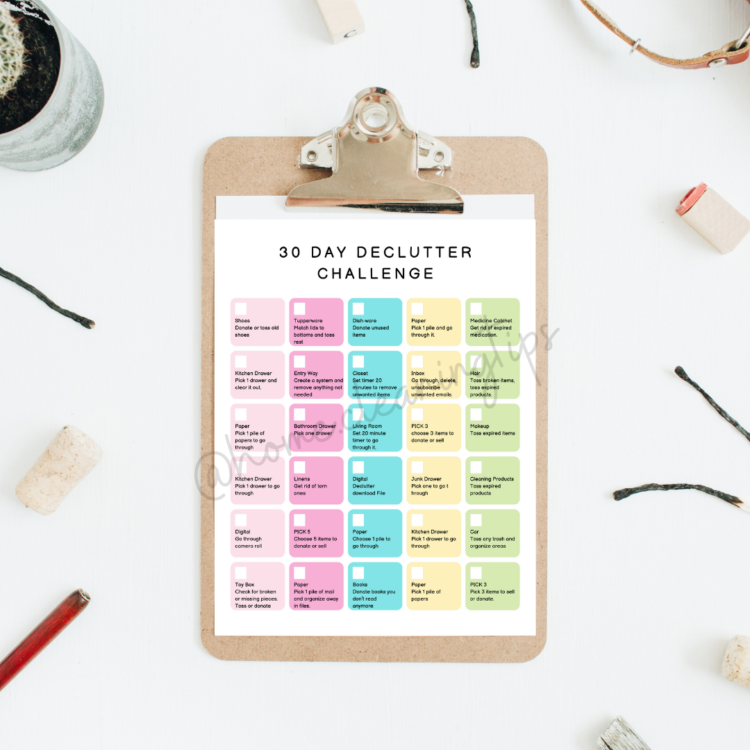 30 Day Pre-Filled Declutter Challenge Printable File