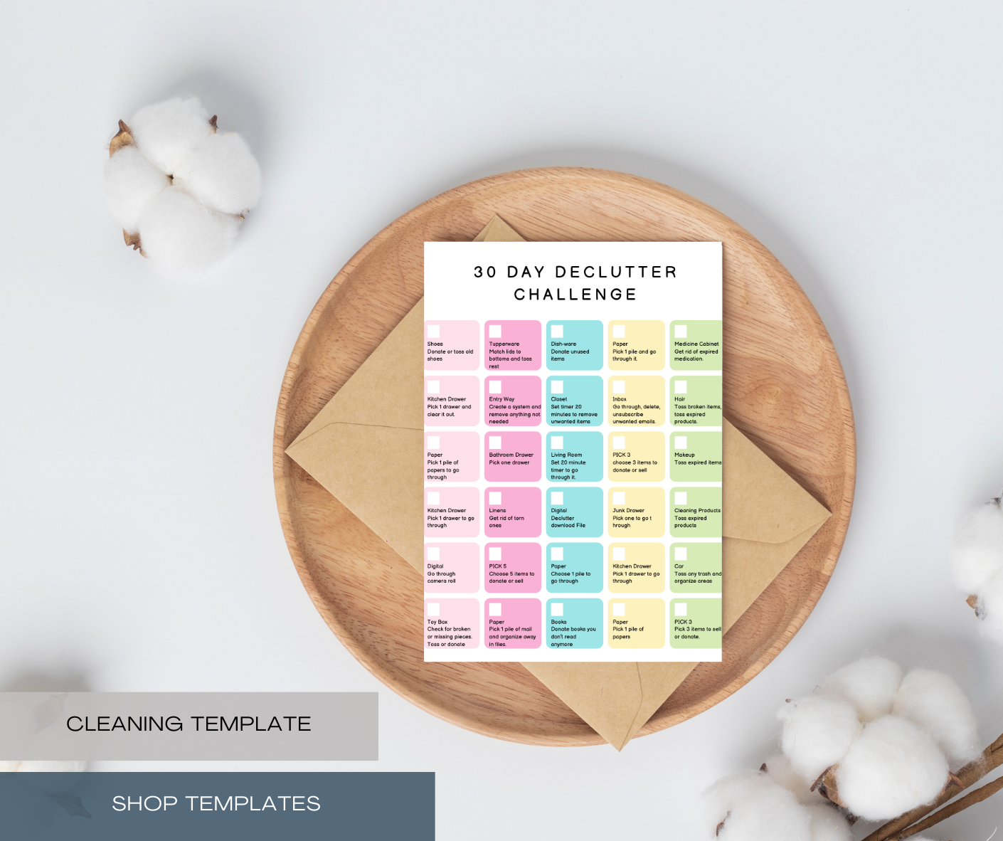 30 Day Pre-Filled Declutter Challenge Printable File