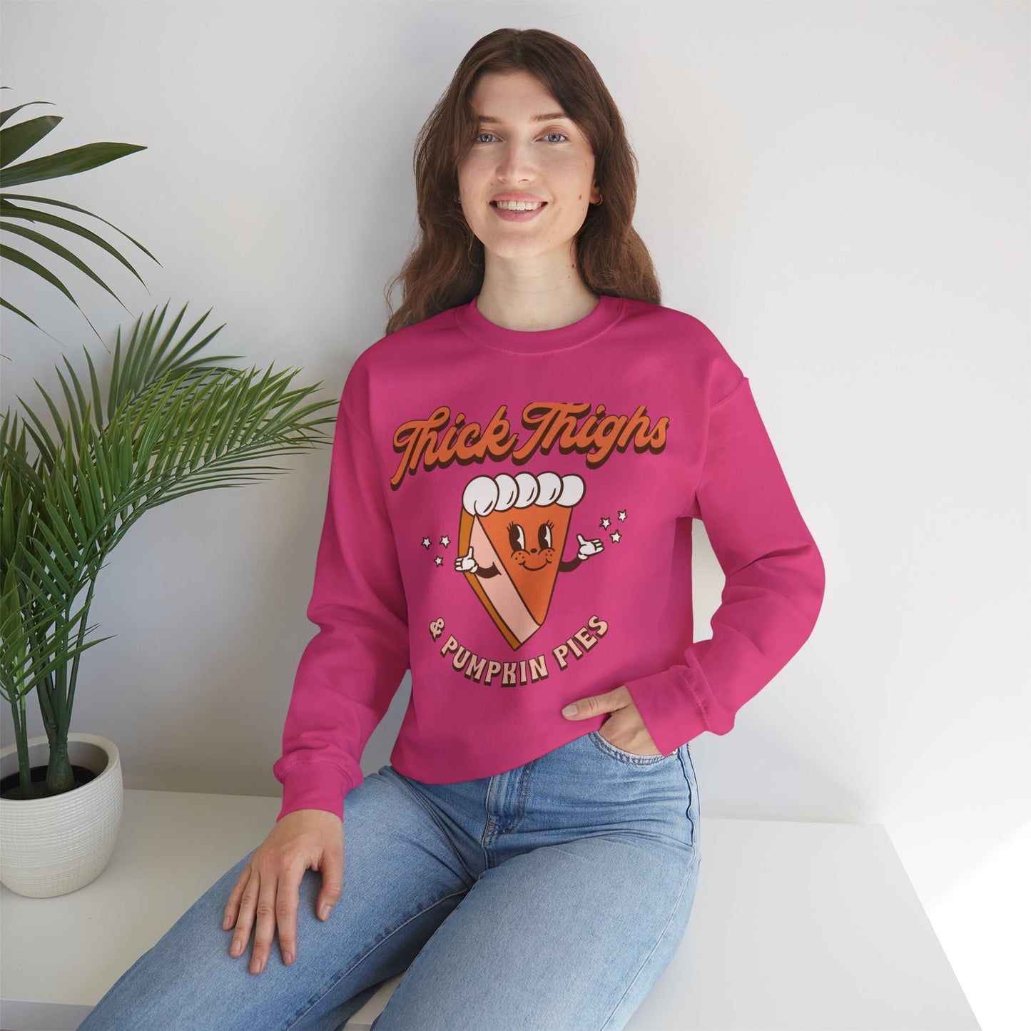 Thic Thighs and Pumpkin Pies Fall Design Unisex Heavy Blend™ Crewneck Sweatshirt