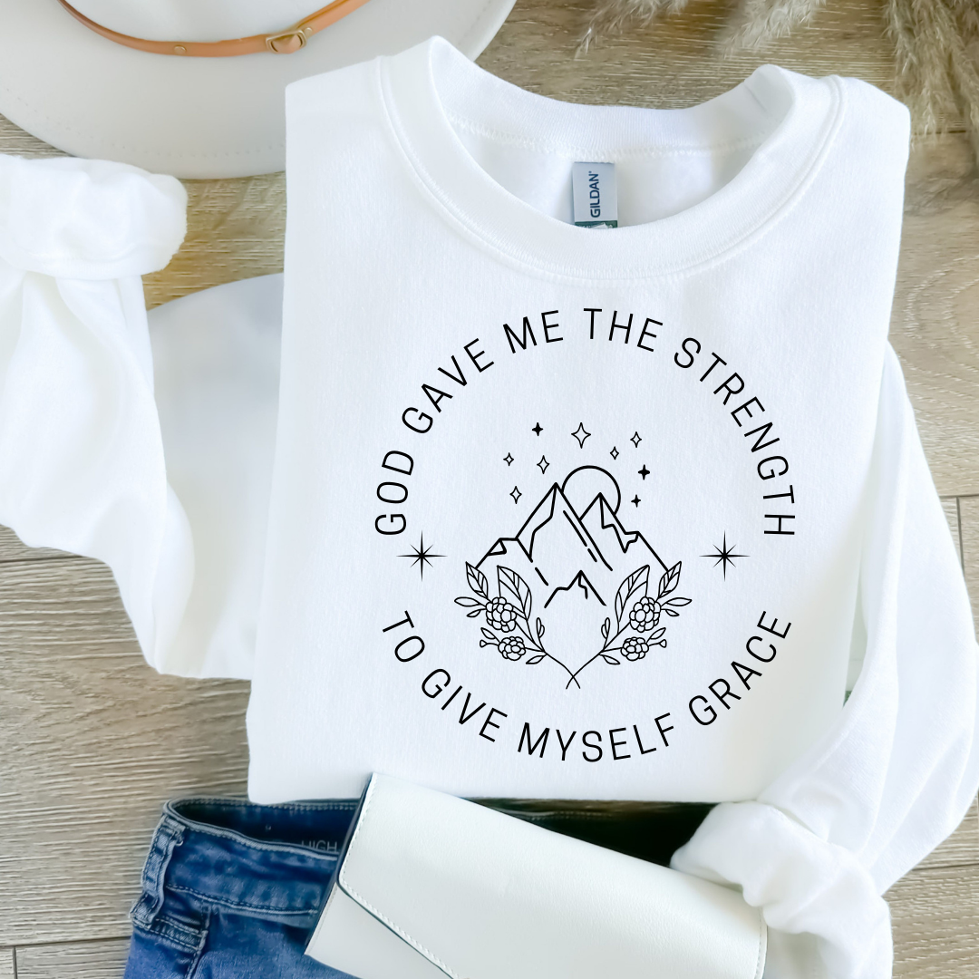 Crewneck Sweatshirt - God Gave Me the Strength Inspirational Design