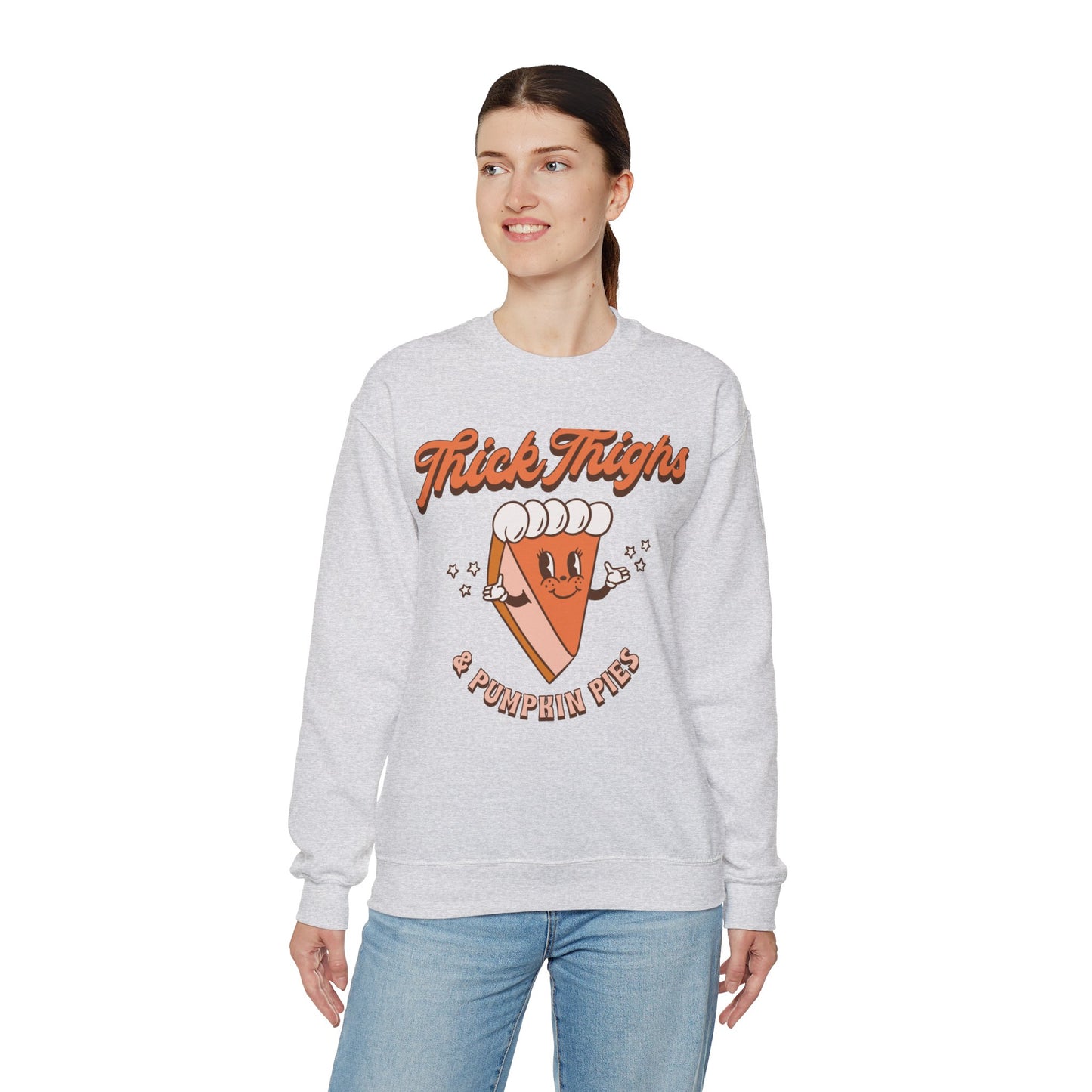 Thic Thighs and Pumpkin Pies Fall Design Unisex Heavy Blend™ Crewneck Sweatshirt