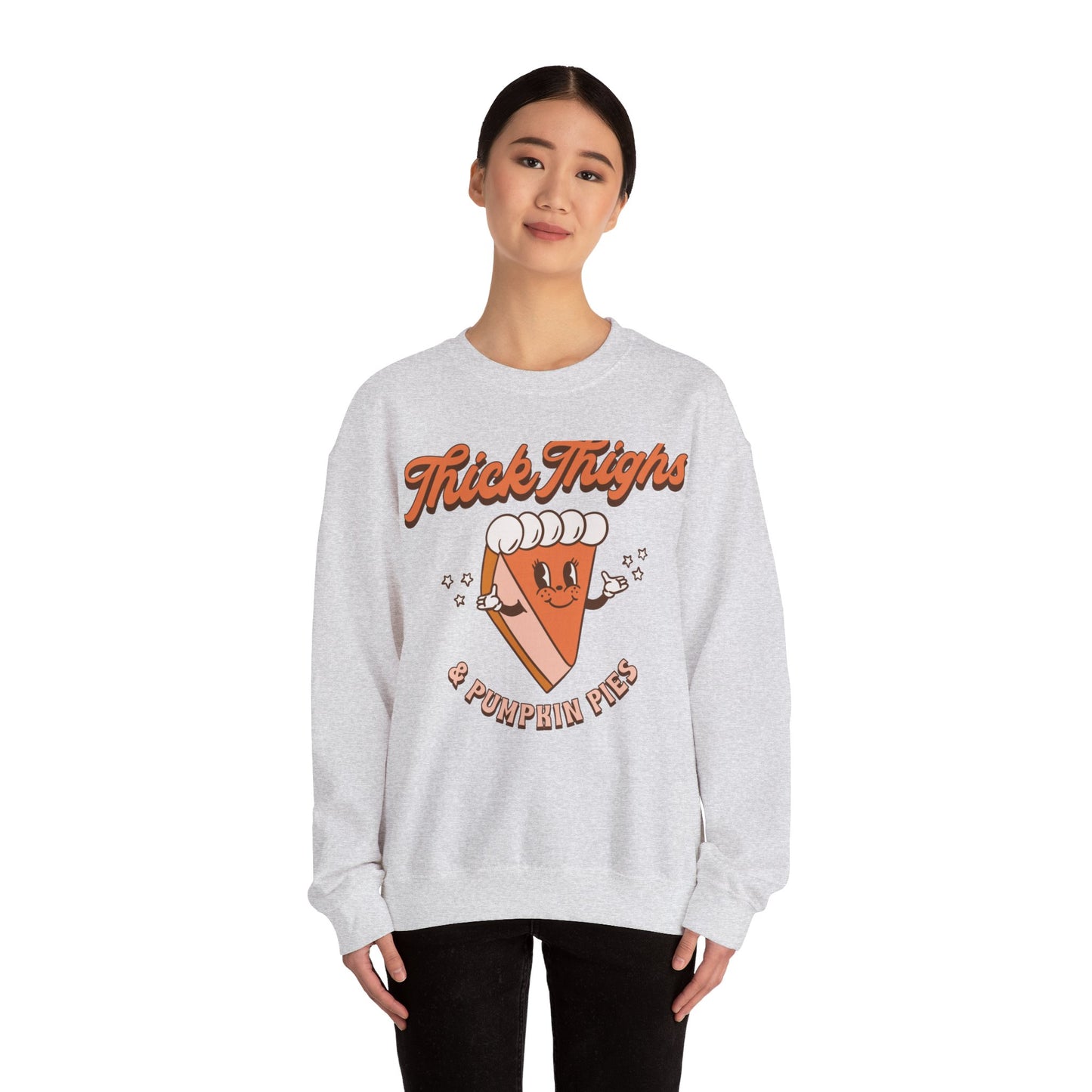 Thic Thighs and Pumpkin Pies Fall Design Unisex Heavy Blend™ Crewneck Sweatshirt
