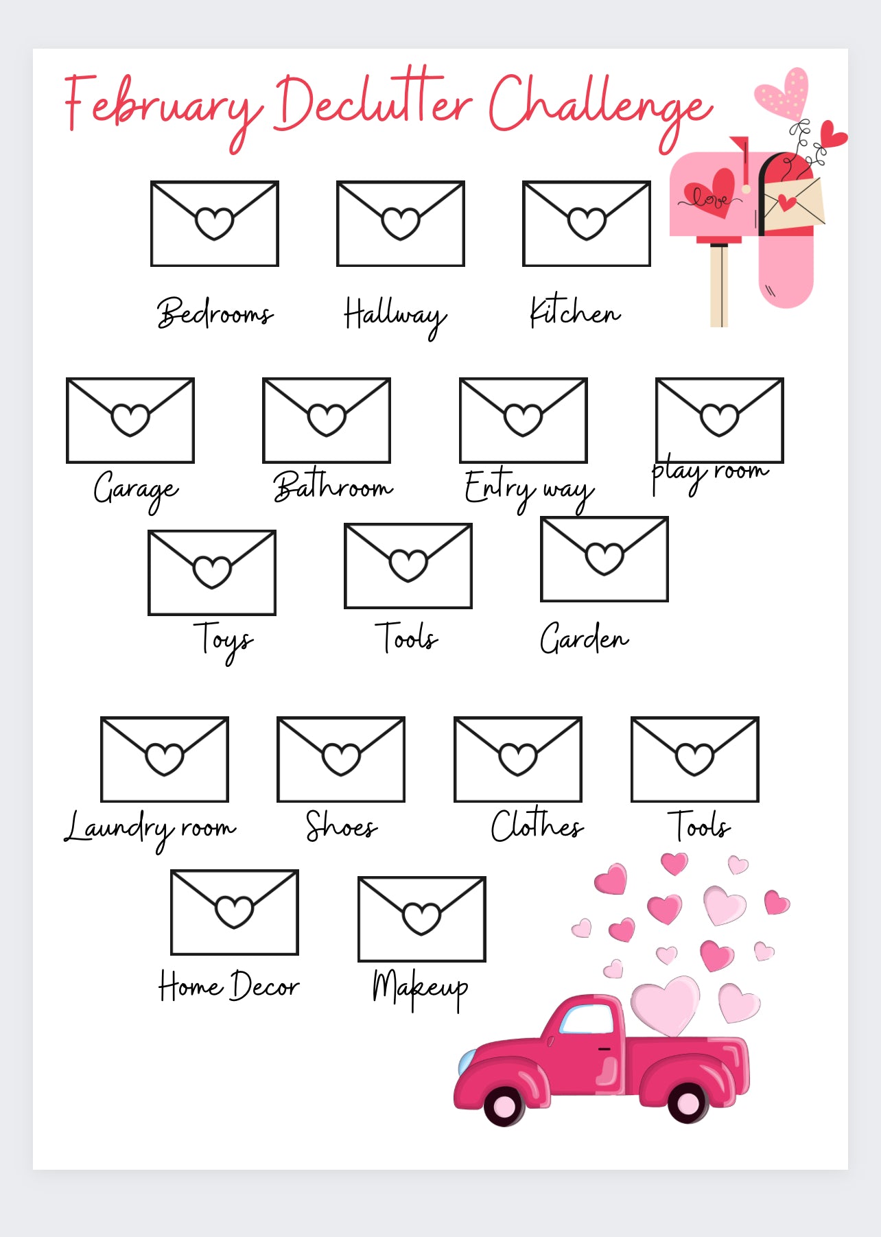 February Declutter Color Sheet