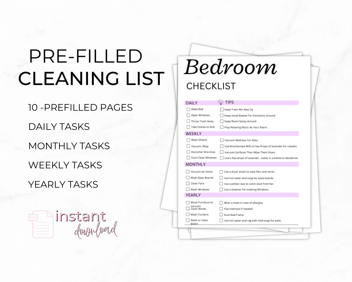 ADHD-Friendly Pre-Filled Cleaning Checklist for Stress-Free Organization