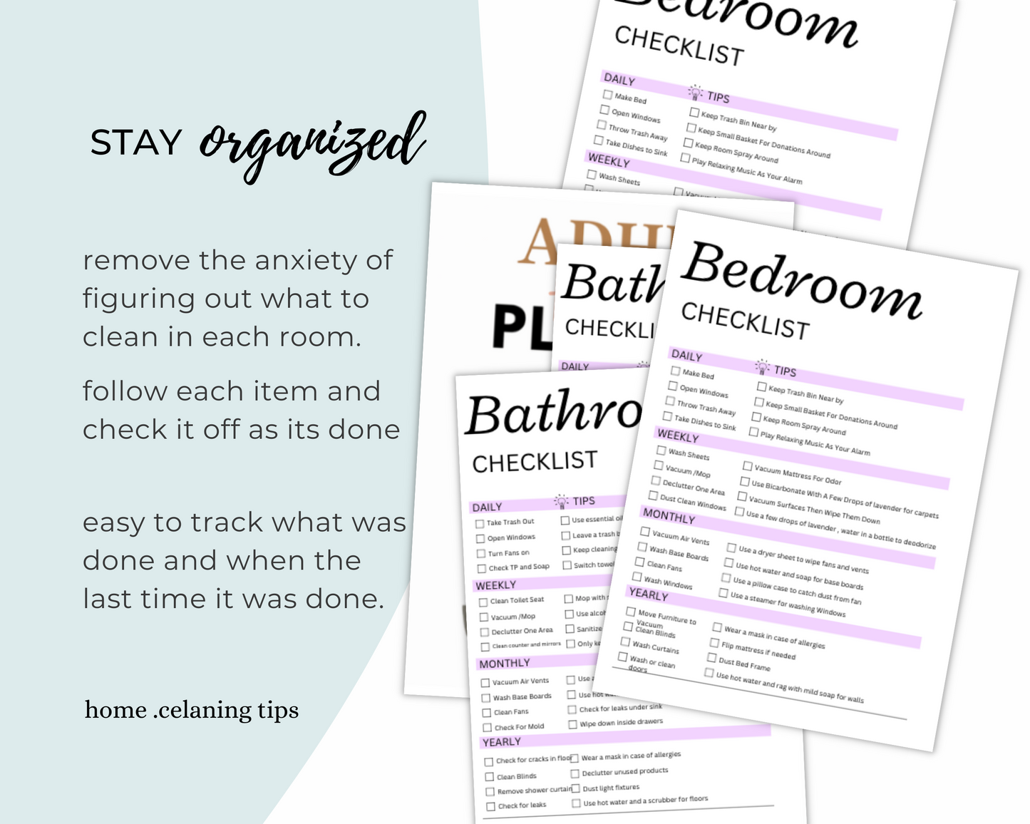 ADHD-Friendly Pre-Filled Cleaning Checklist for Stress-Free Organization