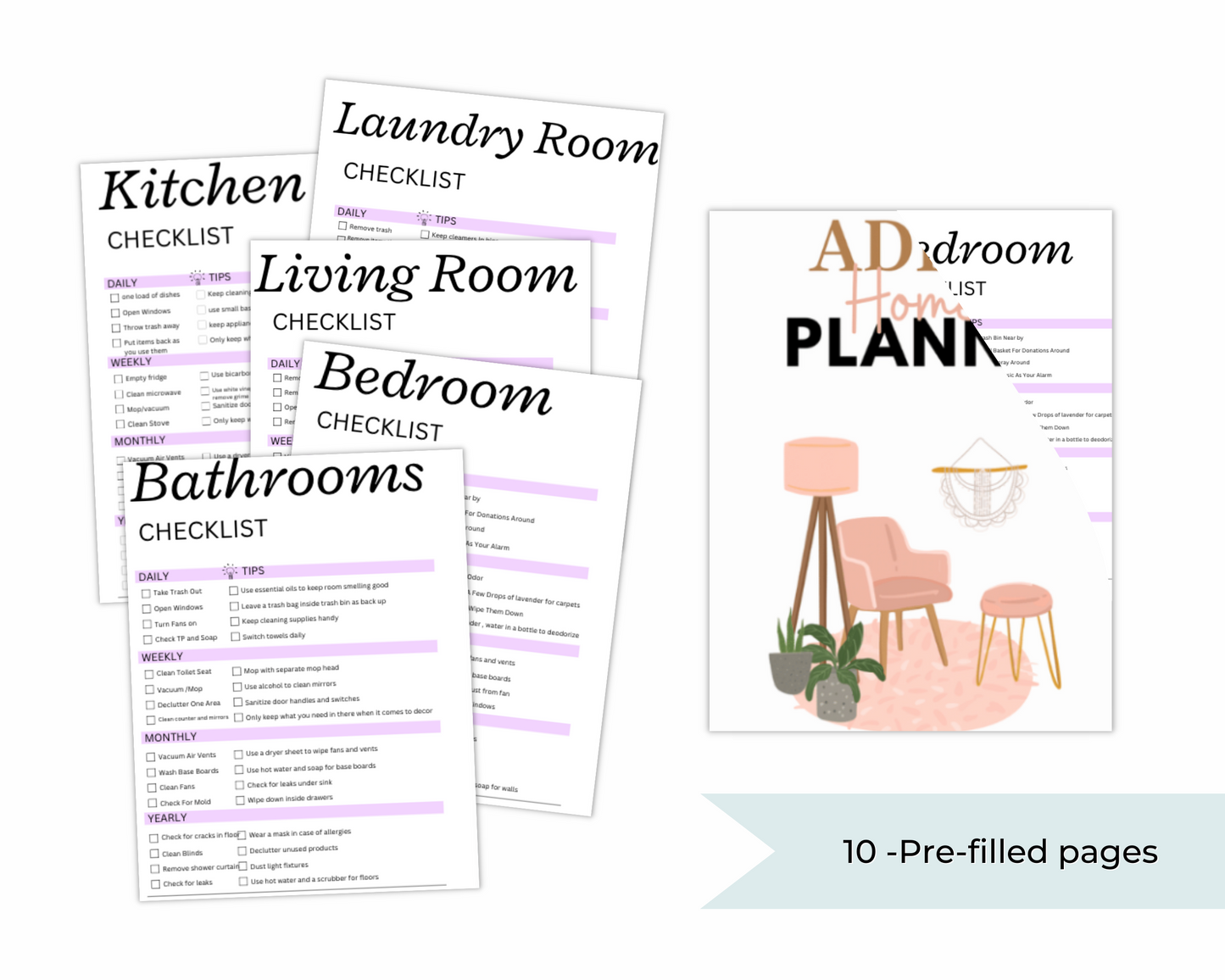 ADHD-Friendly Pre-Filled Cleaning Checklist for Stress-Free Organization