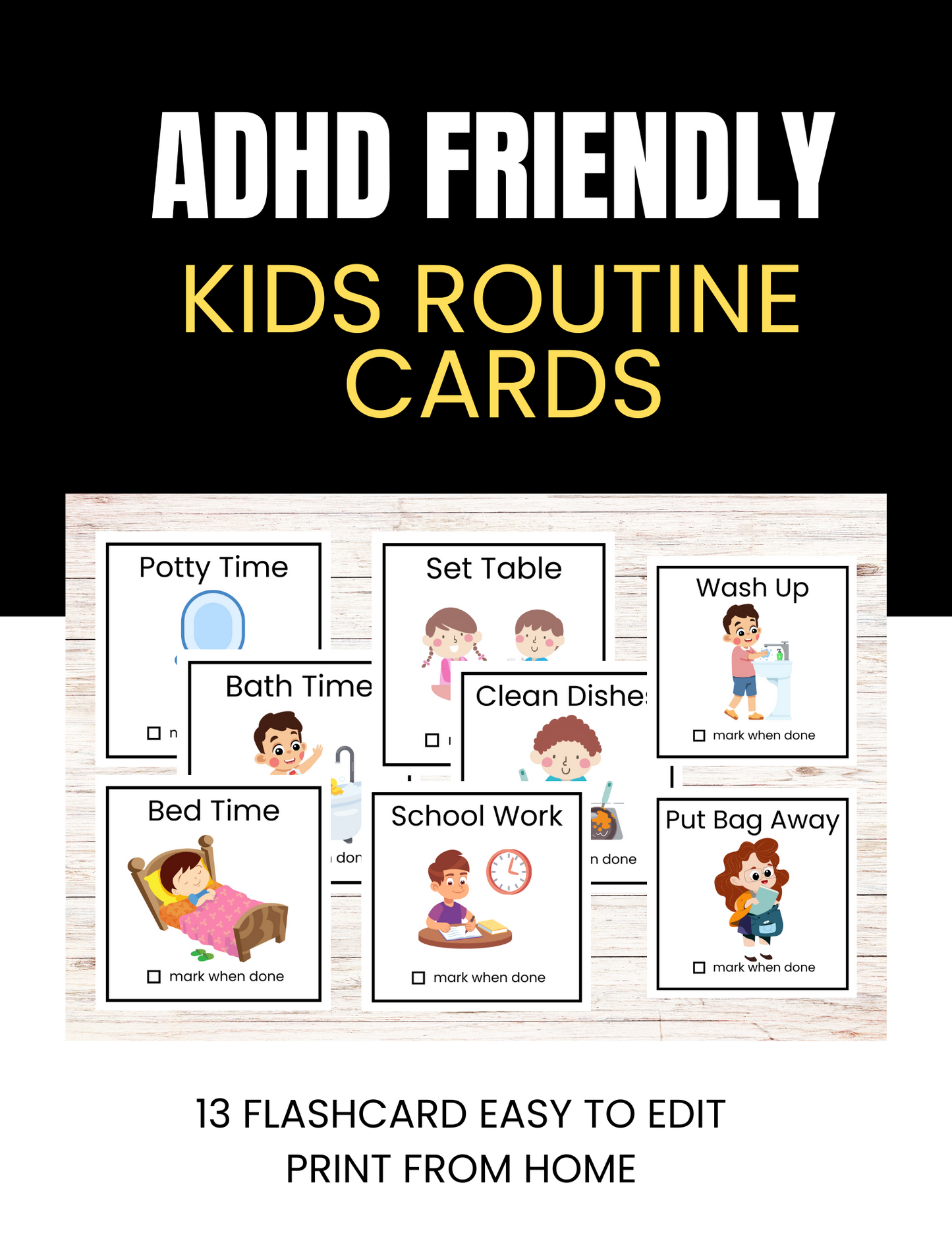 ADHD Friendly Kids Chore Flashcards