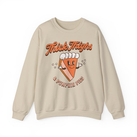 Thic Thighs and Pumpkin Pies Fall Design Unisex Heavy Blend™ Crewneck Sweatshirt