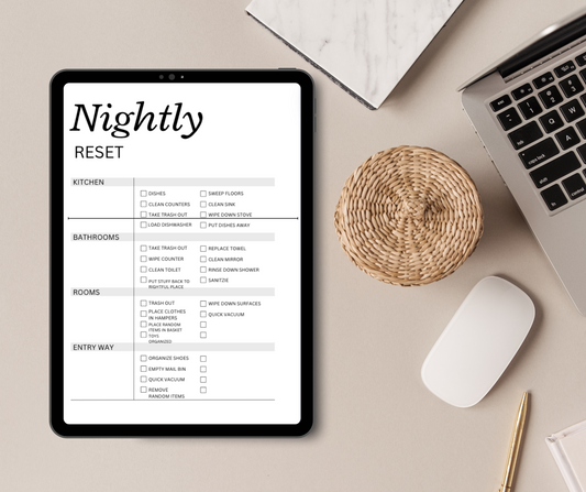 Nightly Home Reset - Prefilled Cleaning List
