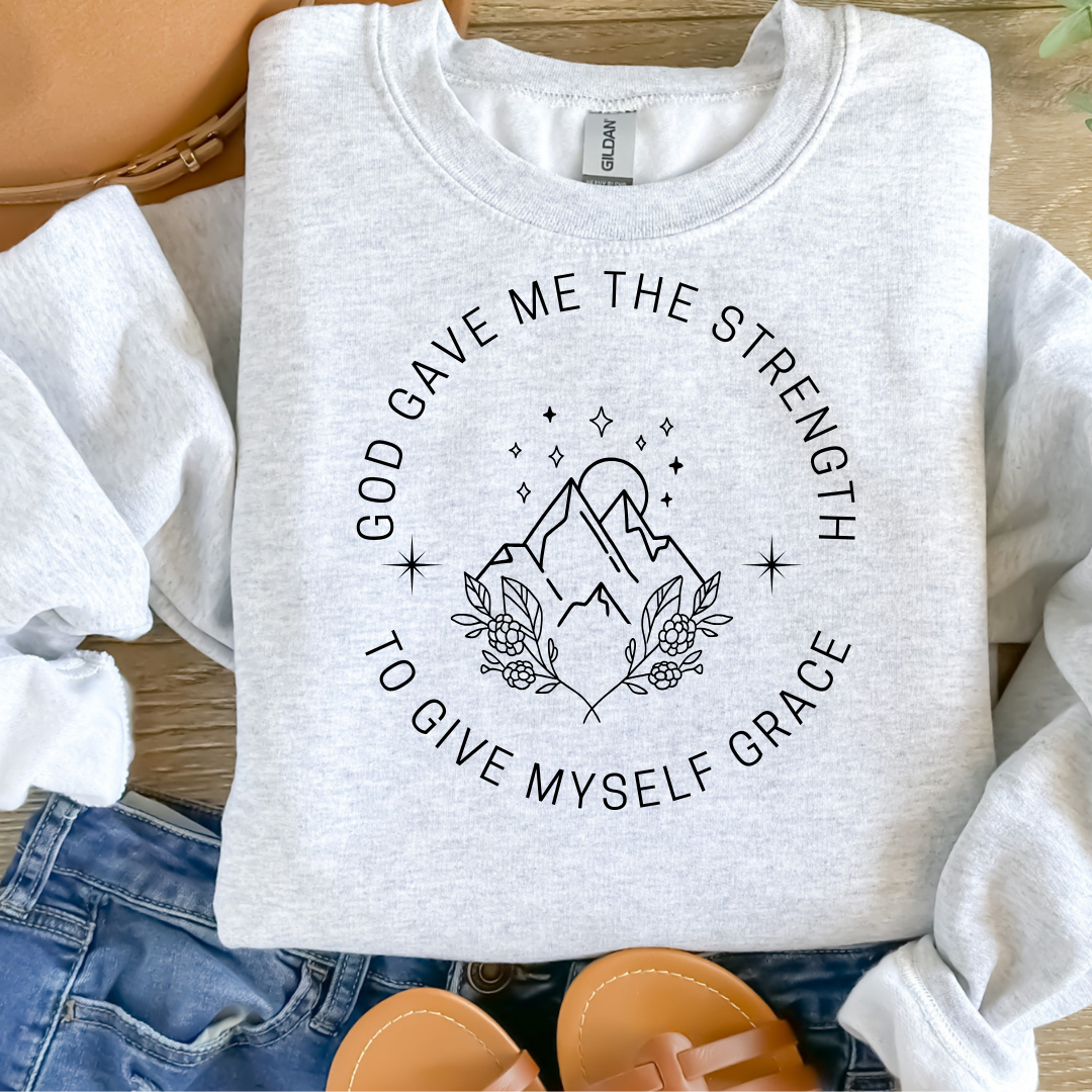 Crewneck Sweatshirt - God Gave Me the Strength Inspirational Design
