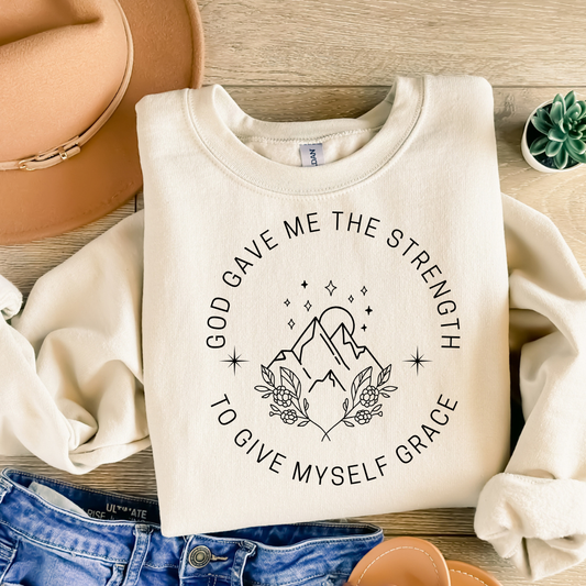 Crewneck Sweatshirt - God Gave Me the Strength Inspirational Design