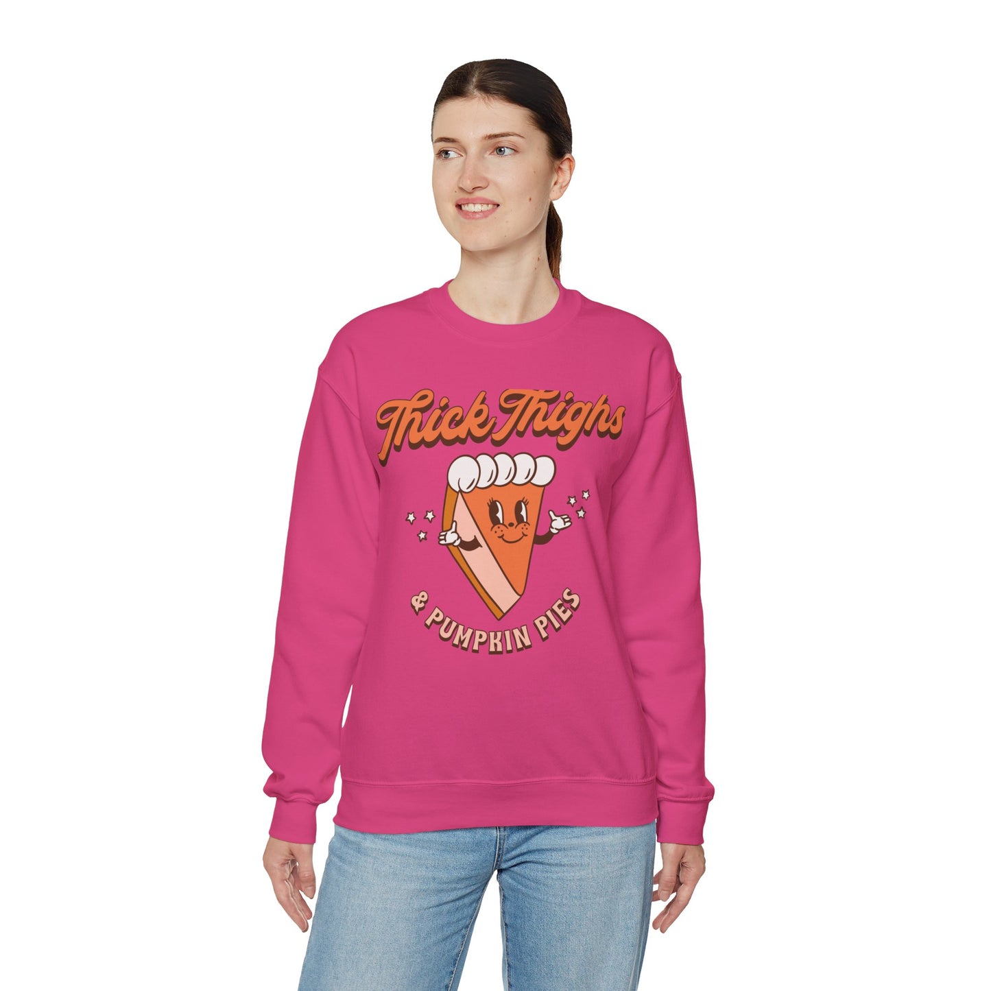 Thic Thighs and Pumpkin Pies Fall Design Unisex Heavy Blend™ Crewneck Sweatshirt