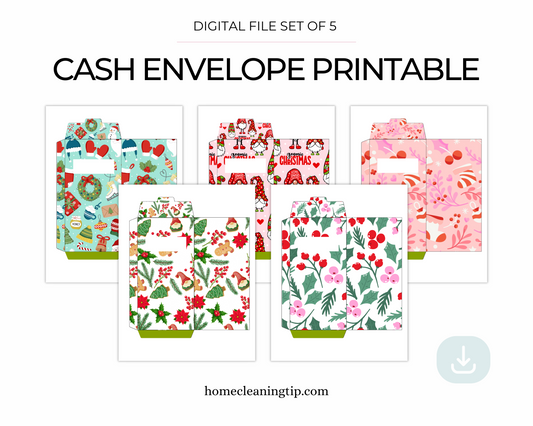 Christmas Set of 5 Cash Envelope Digital Templates