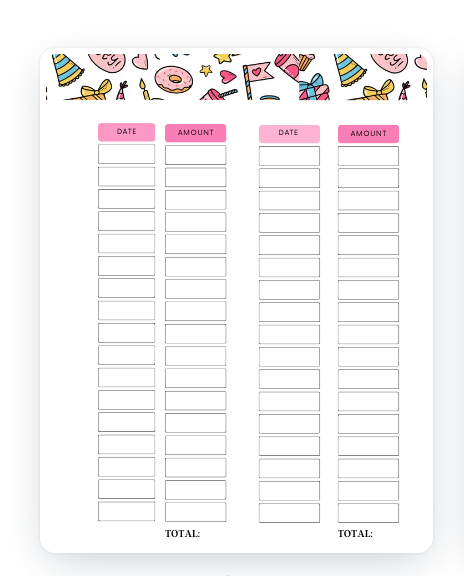 Birthday Printable Sinking Funds Tracker, Fillable | Sinking Funds Planner 8.5x11" l PDF File